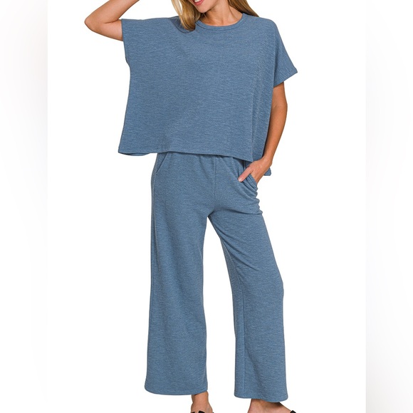 Zenana Outfitters Pants - 👑 The “Off-Duty Set” | Vintage Blue
